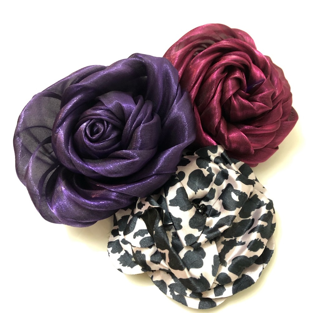 Lane Bryant Fabric Floral Brooch Pin Hair Clip NWT